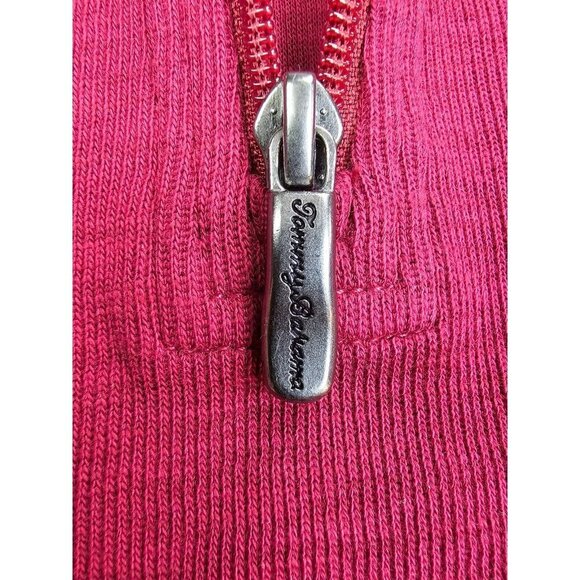 Tommy Bahama Size Medium Mens Burgundy 1/4 Zip Embroidered Chest Logo Sweater - Picture 9 of 12